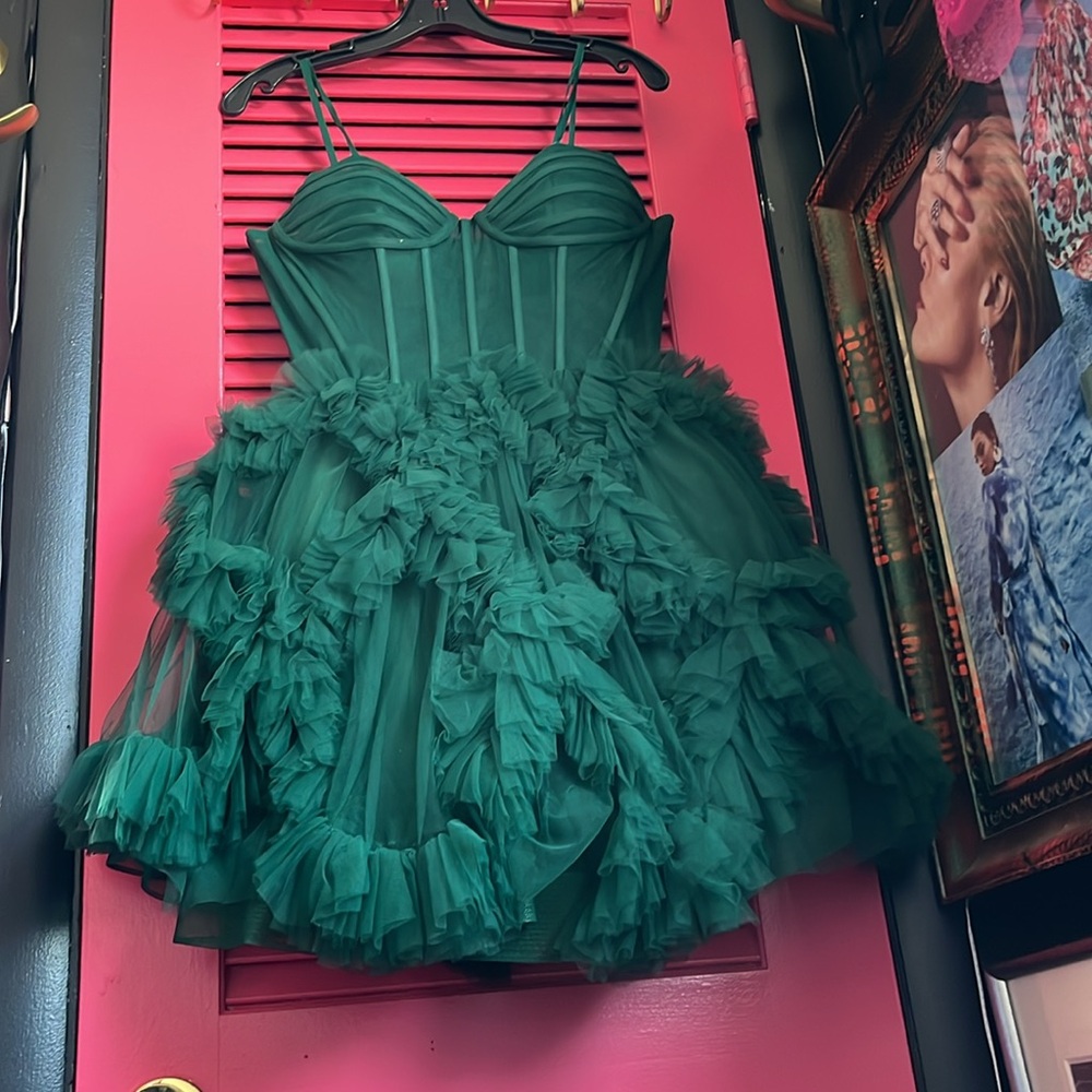 NWT NOX PROM EMERALD Elegant Green Strapless Dress - Picture 7 of 17
